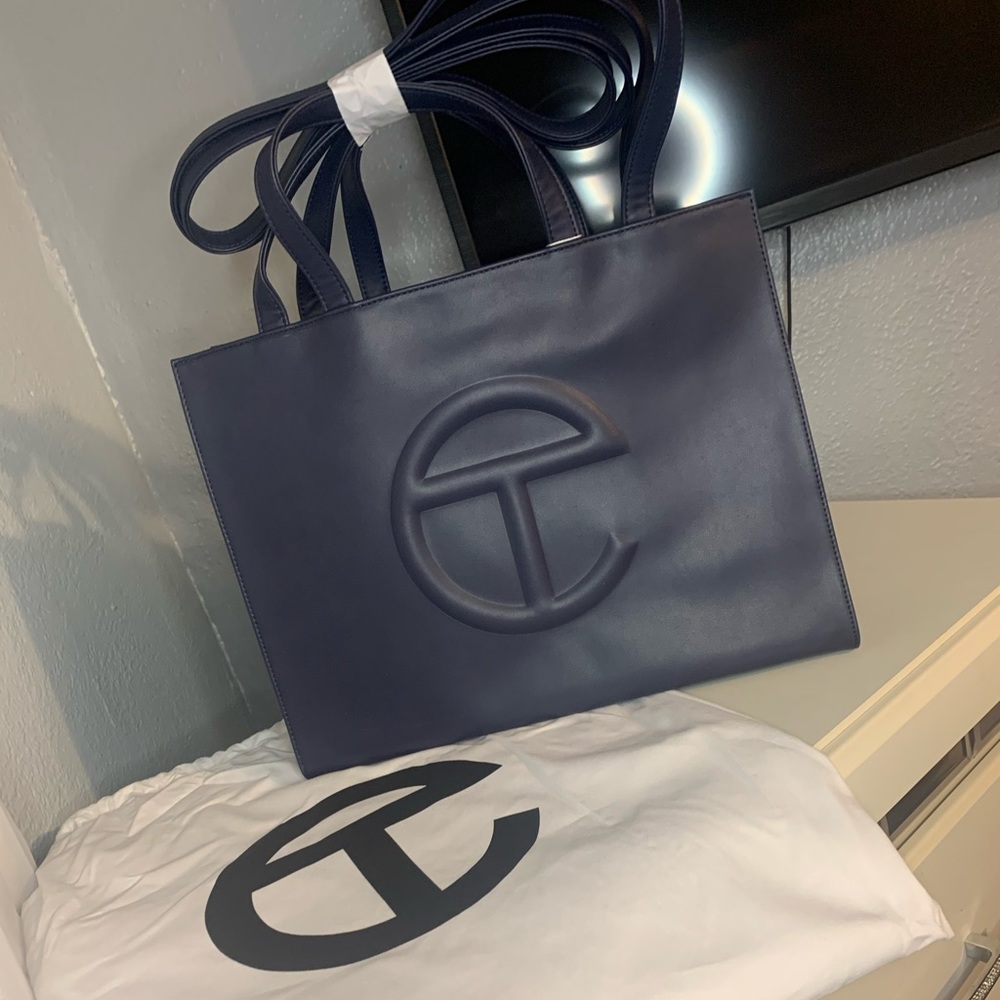 Telfar Medium Navy Blue Shopper Bag